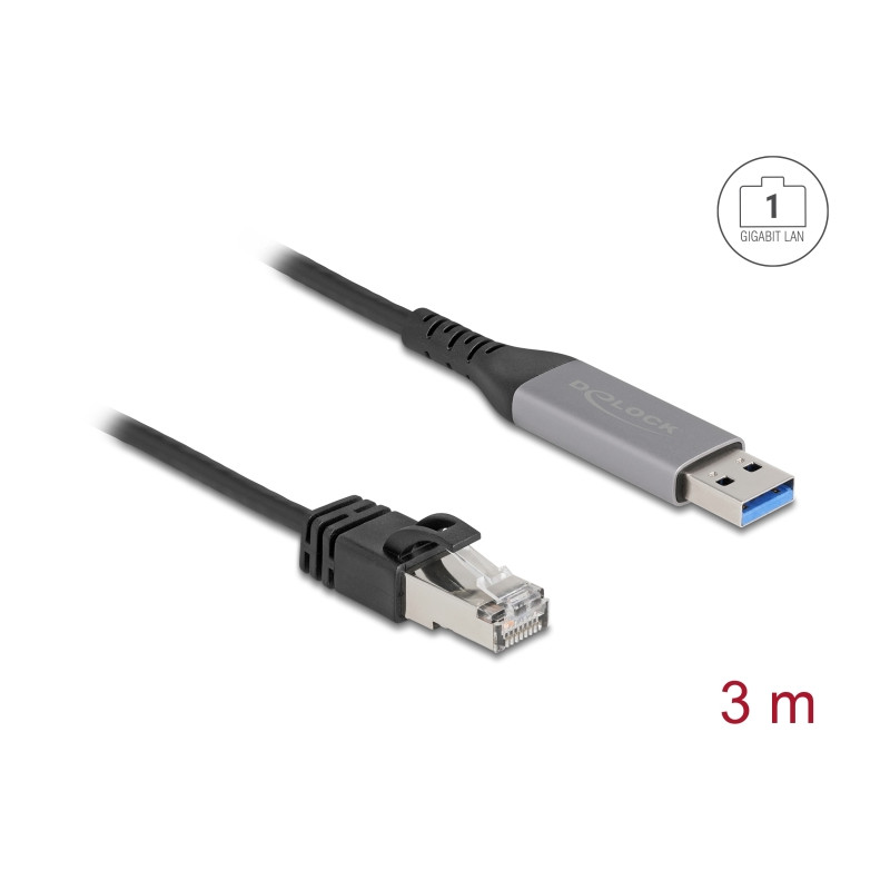 Delock USB LAN Kabel USB Typ-A zu RJ45 Gigabit Ethernet 3 m