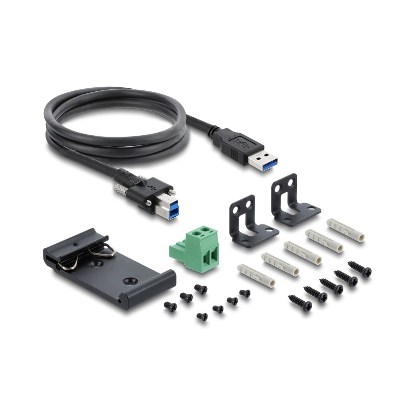 Delock Industrie Hub 7 x USB 5 Gbps Typ-A mit 8 kV ESD Schutz und Hutschienenbefestigung