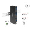 Delock Industrie Hub 10 x USB 5 Gbps Typ-A mit 8 kV ESD Schutz und Hutschienenbefestigung