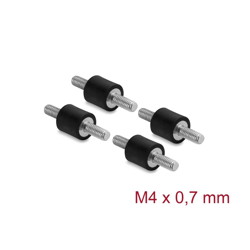 Delock Vibrationsdämpfer M4 x 0,7 mm D 10 x H 10 mm mit 2 x Außengewinde 4 Stück schwarz