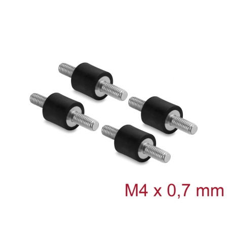 Delock Vibrationsdämpfer M4 x 0,7 mm D 10 x H 10 mm mit 2 x Außengewinde 4 Stück schwarz