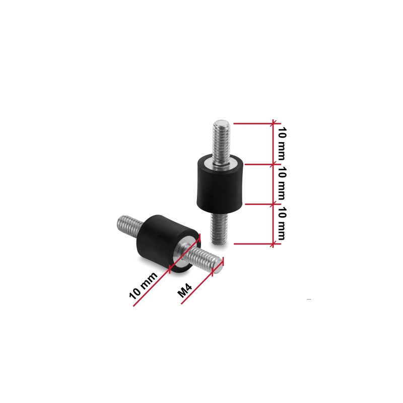 Delock Vibrationsdämpfer M4 x 0,7 mm D 10 x H 10 mm mit 2 x Außengewinde 4 Stück schwarz