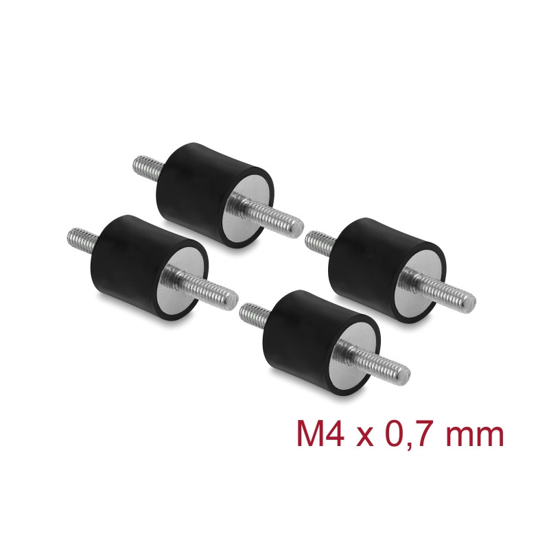Delock Vibrationsdämpfer M4 x 0,7 mm D 15 x H 15 mm mit 2 x Außengewinde 4 Stück schwarz