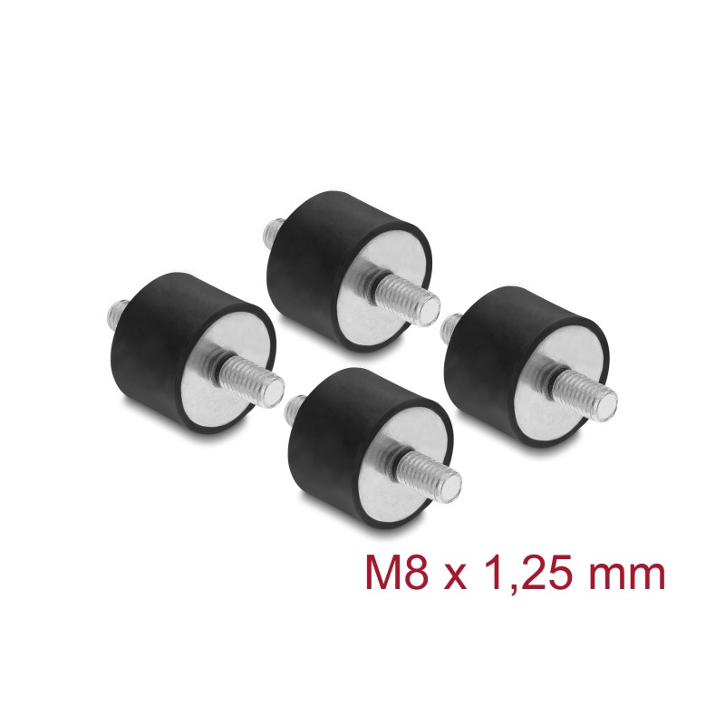 Delock Vibrationsdämpfer M8 x 1,25 mm D 30 x H 20 mm mit 2 x Außengewinde 4 Stück schwarz