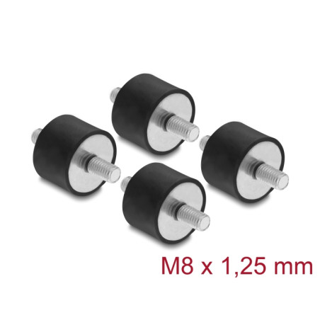 Delock Vibrationsdämpfer M8 x 1,25 mm D 30 x H 20 mm mit 2 x Außengewinde 4 Stück schwarz