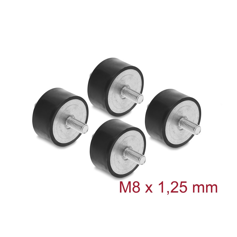 Delock Vibrationsdämpfer M8 x 1,25 mm D 40 x H 20 mm mit 2 x Außengewinde 4 Stück schwarz