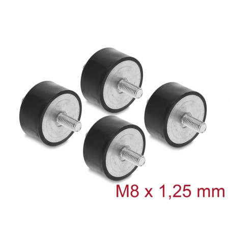 Delock Vibrationsdämpfer M8 x 1,25 mm D 40 x H 20 mm mit 2 x Außengewinde 4 Stück schwarz