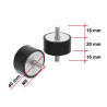Delock Vibrationsdämpfer M8 x 1,25 mm D 40 x H 20 mm mit 2 x Außengewinde 4 Stück schwarz