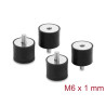 Delock Vibrationsdämpfer M6 x 1 mm D 25 x H 20 mm mit Innen und Außengewinde 4 Stück schwarz