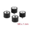 Delock Vibrationsdämpfer M6 x 1 mm D 30 x H 20 mm mit Innen und Außengewinde 4 Stück schwarz