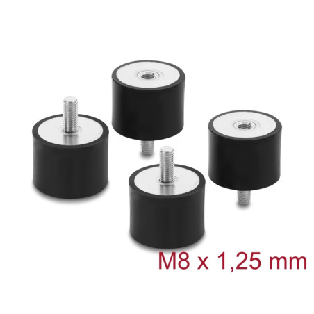 Delock Vibrationsdämpfer M8 x 1,25 mm D 40 x H 30 mm mit Innen und Außengewinde 4 Stück schwarz