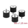 Delock Vibrationsdämpfer M8 x 1,25 mm D 40 x H 30 mm mit Innen und Außengewinde 4 Stück schwarz