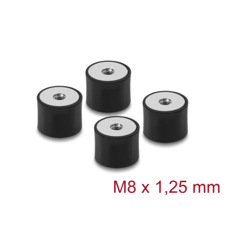 Delock Vibrationsdämpfer M8 x 1,25 mm D 30 x H 20 mm mit 2 x Innengewinde 4 Stück schwarz