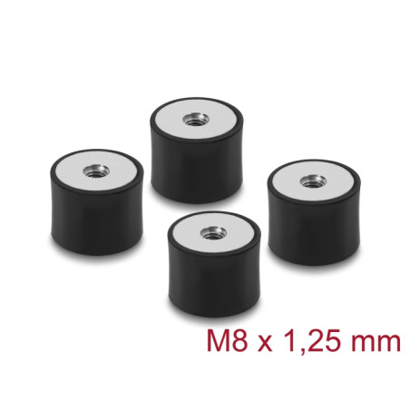 Delock Vibrationsdämpfer M8 x 1,25 mm D 40 x H 30 mm mit 2 x Innengewinde 4 Stück schwarz