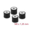 Delock Vibrationsdämpfer M8 x 1,25 mm D 40 x H 30 mm mit 2 x Innengewinde 4 Stück schwarz