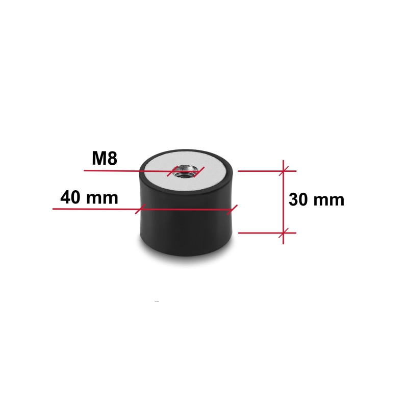 Delock Vibrationsdämpfer M8 x 1,25 mm D 40 x H 30 mm mit 2 x Innengewinde 4 Stück schwarz