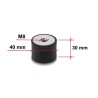 Delock Vibrationsdämpfer M8 x 1,25 mm D 40 x H 30 mm mit 2 x Innengewinde 4 Stück schwarz