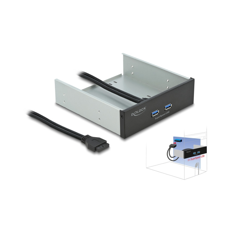 Delock Front Panel 5.25″ mit 2 x USB 5 Gbps Typ-A Ports