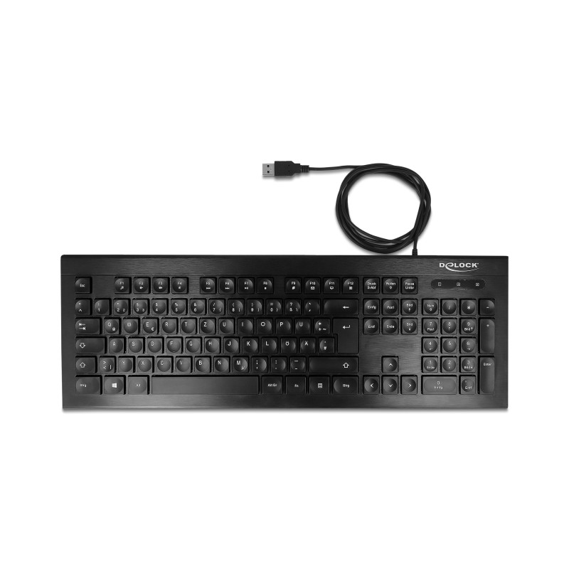 Delock USB Tastatur kabelgebunden 1,5 m schwarz (Water-Drop)