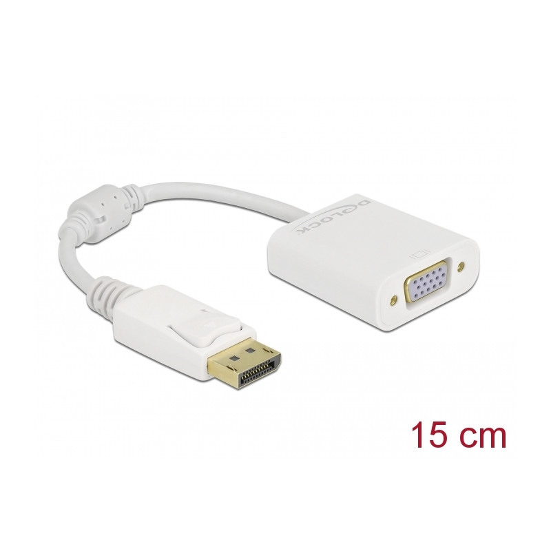 Delock Adapter DisplayPort 1.2 Stecker zu VGA Buchse weiß