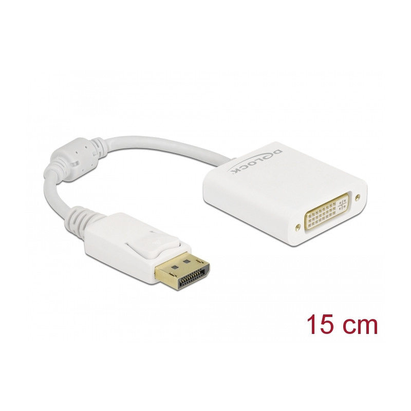 Delock Adapter DisplayPort 1.1 Stecker zu DVI Buchse Passiv weiß