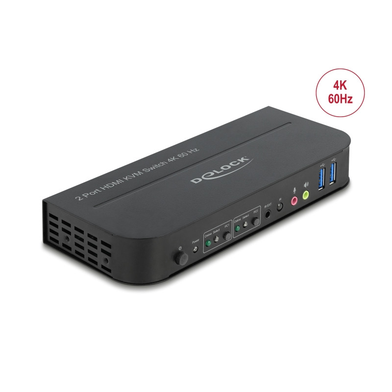 Delock HDMI KVM Switch 4K 60 Hz mit USB 5 Gbps und Audio