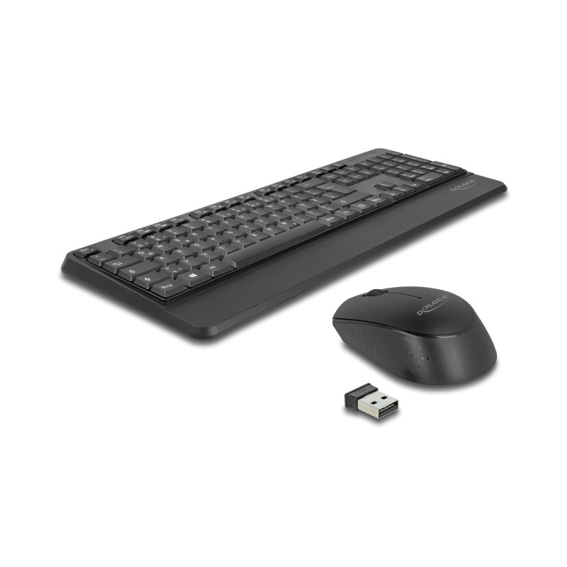 Delock USB Tastatur und Maus Set 2,4 GHz kabellos schwarz (Handballenauflage)