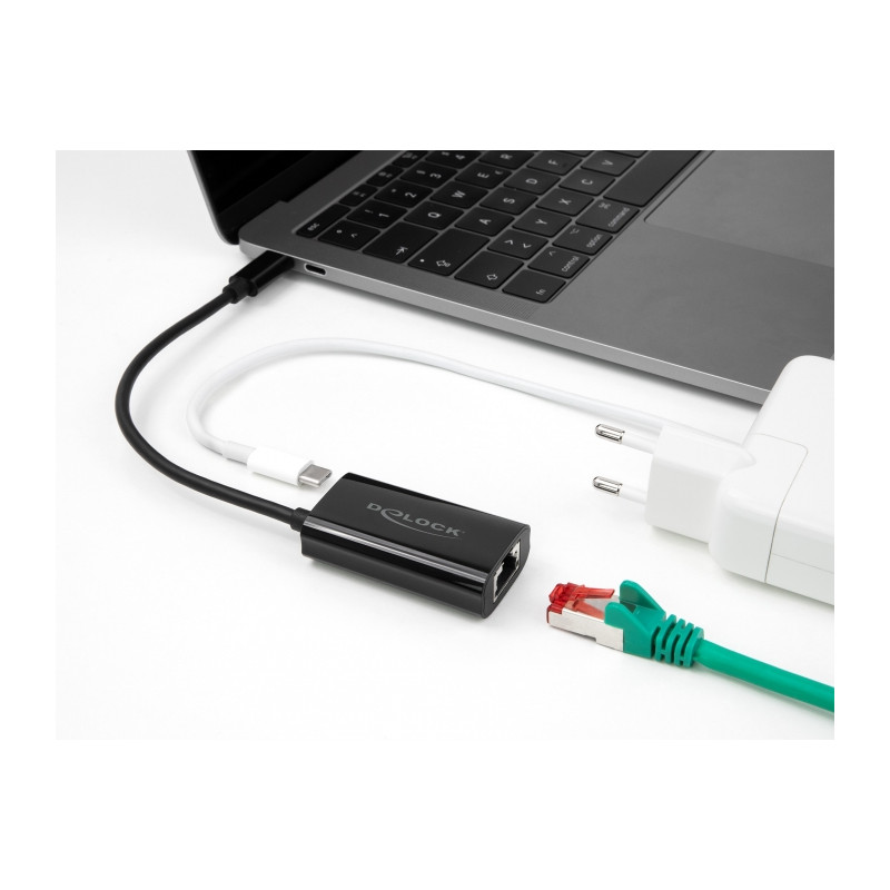 Delock USB Type-C™ Adapter zu Gigabit LAN mit Power Delivery 100 Watt