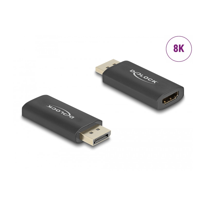 Delock Aktiver DisplayPort 1.4 zu HDMI Adapter 8K mit HDR Funktion