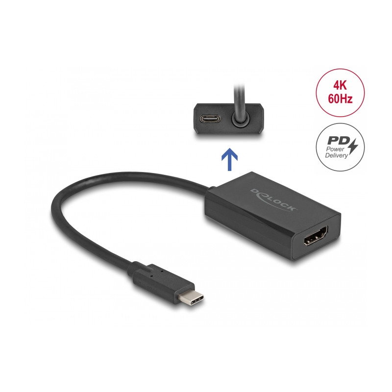 Delock Adapter HDMI Buchse zu USB Type-C™ Stecker (DP Alt Mode) 4K mit PD 100 W
