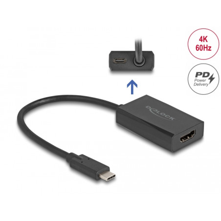 Delock Adapter HDMI Buchse zu USB Type-C™ Stecker (DP Alt Mode) 4K mit PD 100 W