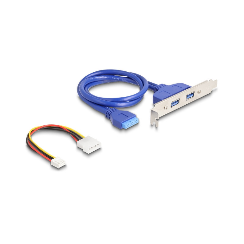 Delock Konverter M.2 Key B+M Stecker zu 2 x USB 5 Gbps Typ-A Buchse mit 50 cm Kabel