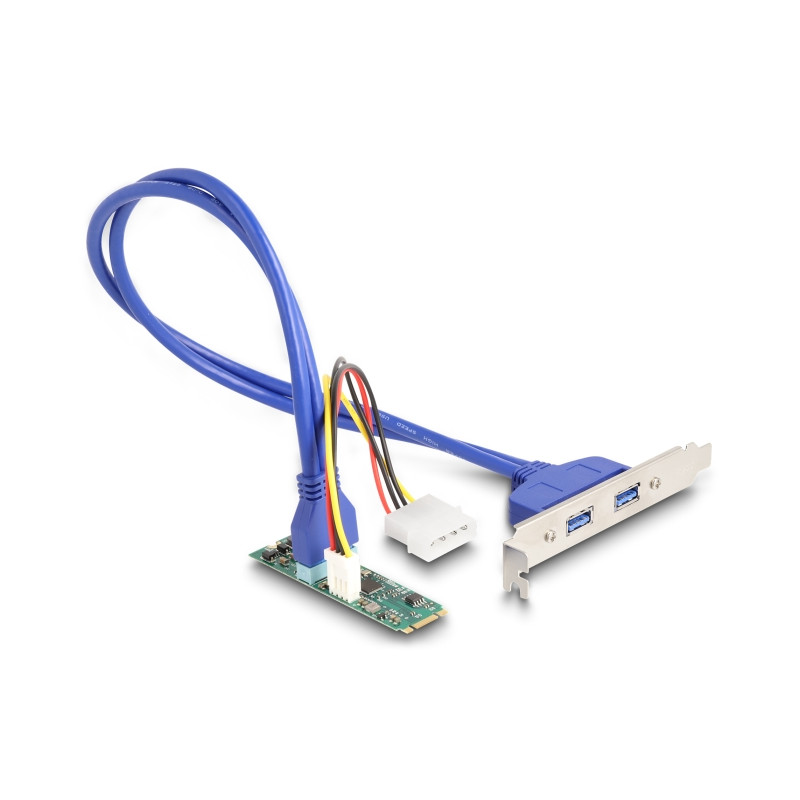 Delock Konverter M.2 Key B+M Stecker zu 2 x USB 5 Gbps Typ-A Buchse mit 50 cm Kabel