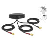 Delock LTE MIMO Dualband WLAN 802.11 ac/ax/a/h/b/g/n Antenne 3 x SMA Stecker RG-174 1 m Schraubmontage outdoor schwarz