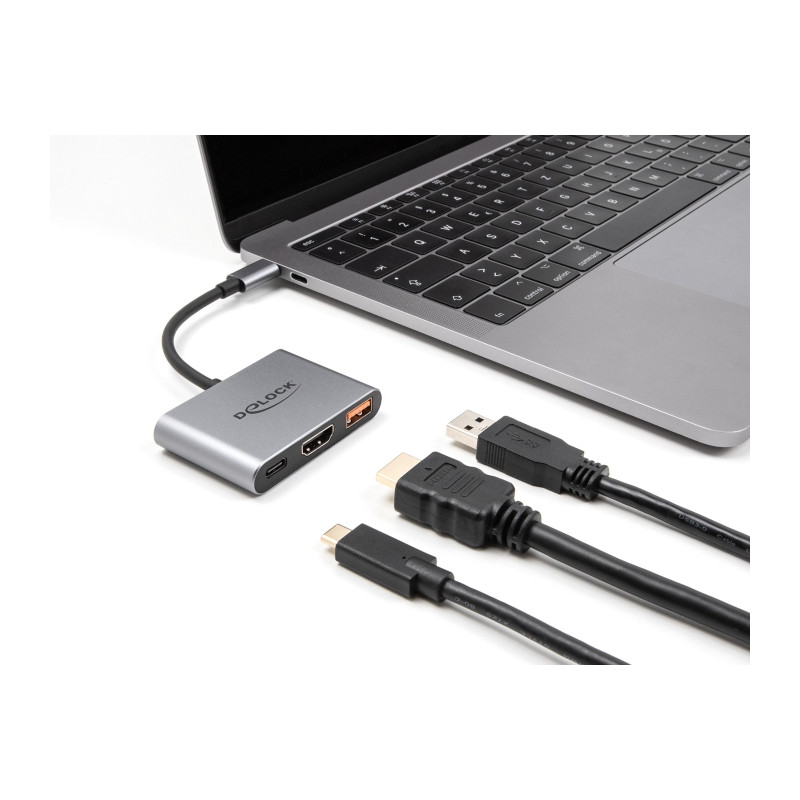 Delock USB Type-C™ Adapter zu HDMI 4K 30 Hz mit USB Typ-A und USB Type-C™ PD 2.0 90 W