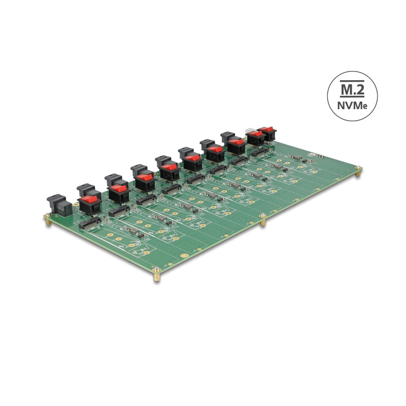 Delock M.2 Testboard für 8 x M.2 NVMe Key M SSD mit SFF-8643 Anschluss