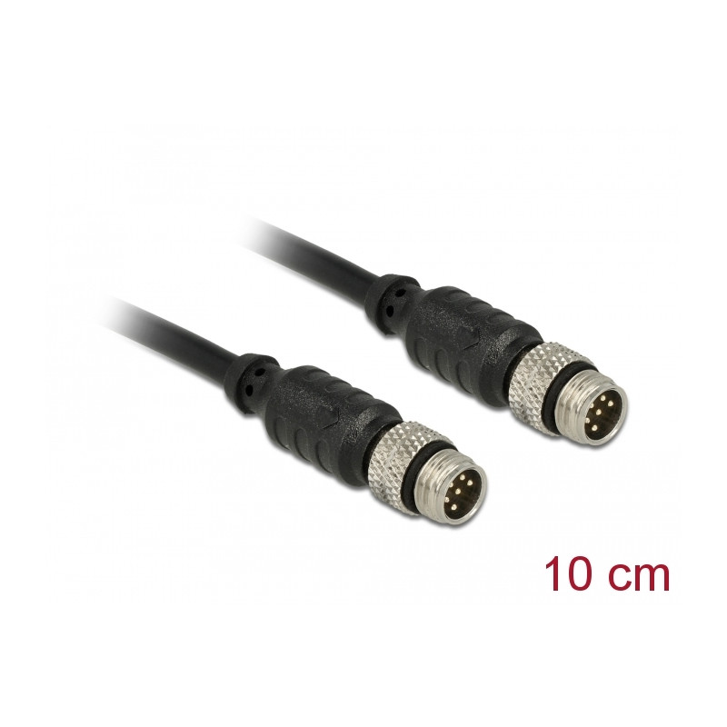 Delock M8 Sensor- / Aktorverlängerungskabel 6 Pin Stecker zu 6 Pin Stecker wasserdicht 10 cm