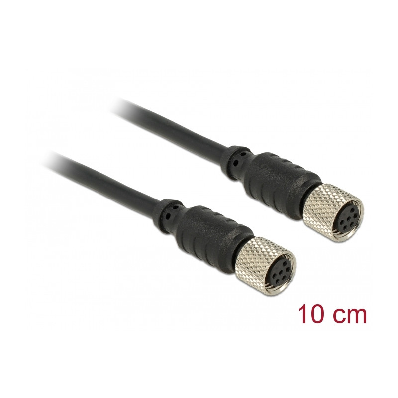 Delock M8 Sensor- / Aktorverlängerungskabel 6 Pin Buchse zu 6 Pin Buchse wasserdicht 10 cm