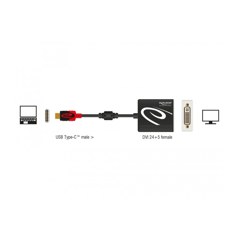 Delock Adapter USB Type-C™ Stecker - DVI Buchse (DP Alt Mode) 4K 30 Hz