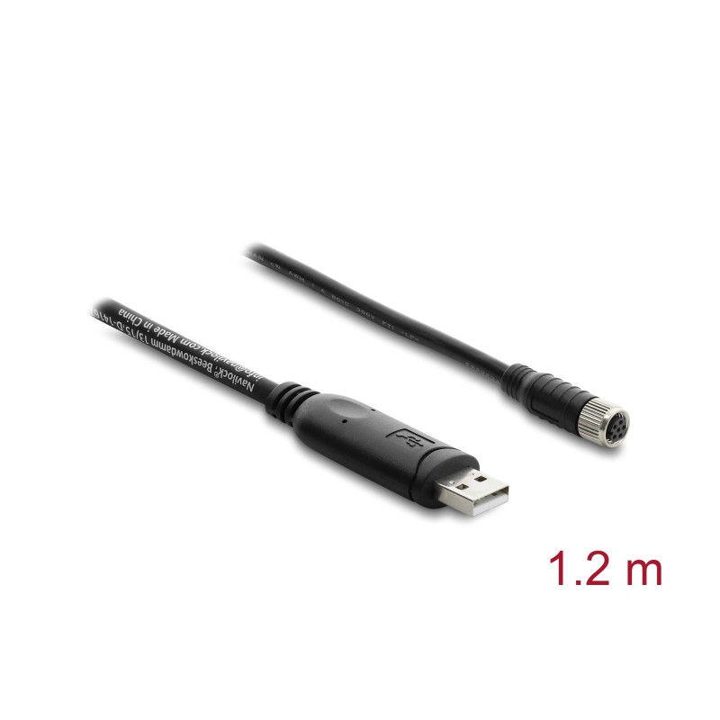 Navilock Anschlusskabel M8 GNSS-Empfänger USB 2.0 Typ-A Stecker zu M8 Buchse wasserdicht 1,2 m
