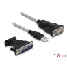 Delock Adapter USB 2.0 Typ-A zu 1 x Seriell RS-232 D-Sub 9 + Adapter D-Sub 25
