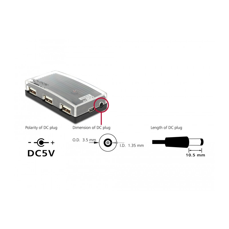 Delock USB 2.0 Externer Hub 4 Port