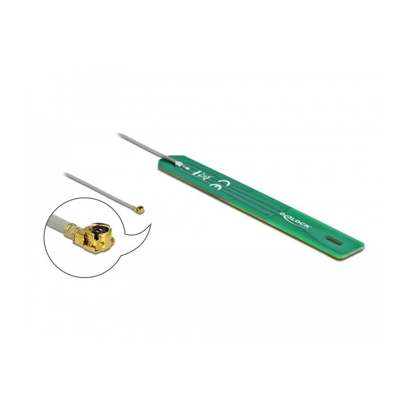 Delock LPWAN Antenne 880 - 960 MHz I-PEX Inc., MHF® I Stecker 2 dBi 1.13 7,5 cm PCB intern Klebemontage