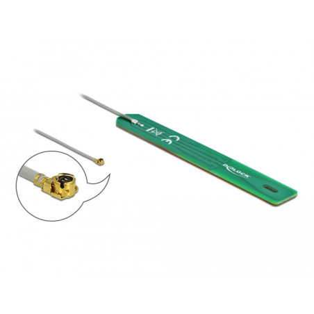 Delock LPWAN Antenne 880 - 960 MHz I-PEX Inc., MHF® I Stecker 2 dBi 1.13 7,5 cm PCB intern Klebemontage