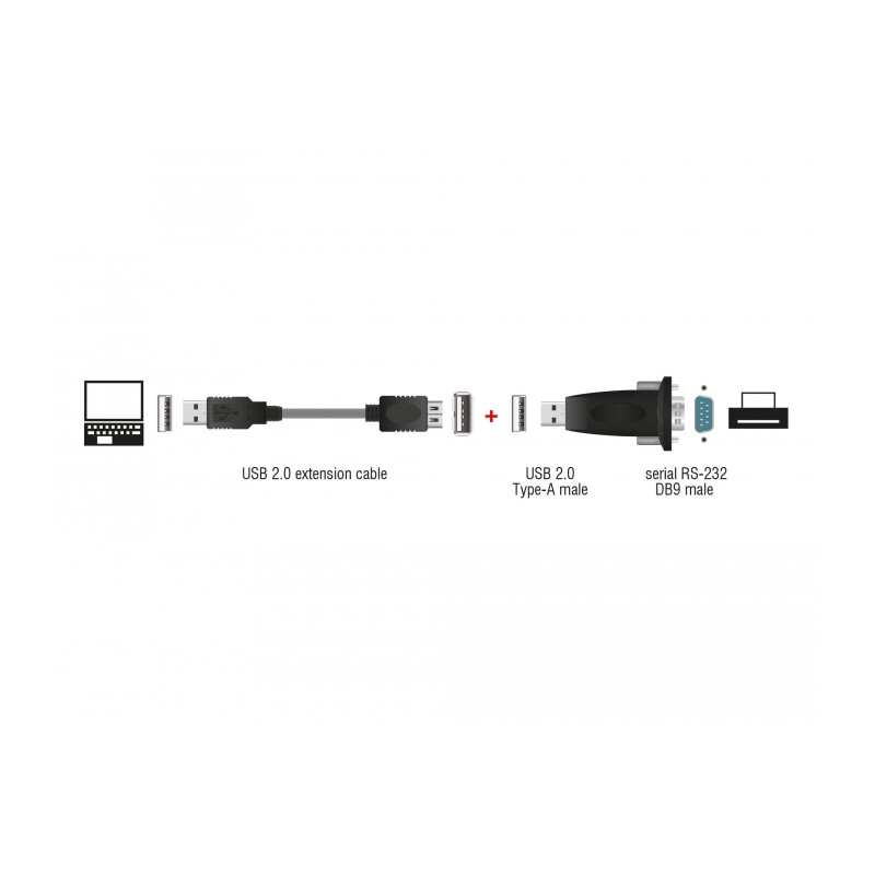 Delock Adapter USB 2.0 Typ-A - 1 x Seriell DB9 RS-232