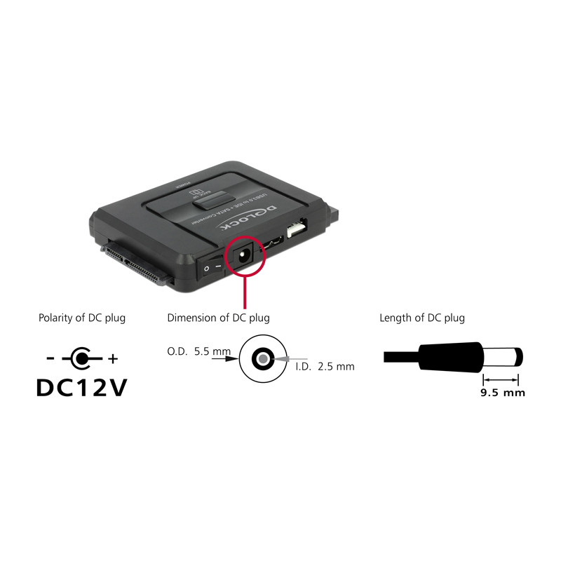 Delock Konverter USB 5 Gbps zu SATA 6 Gb/s / IDE 40 Pin / IDE 44 Pin mit Backup Funktion