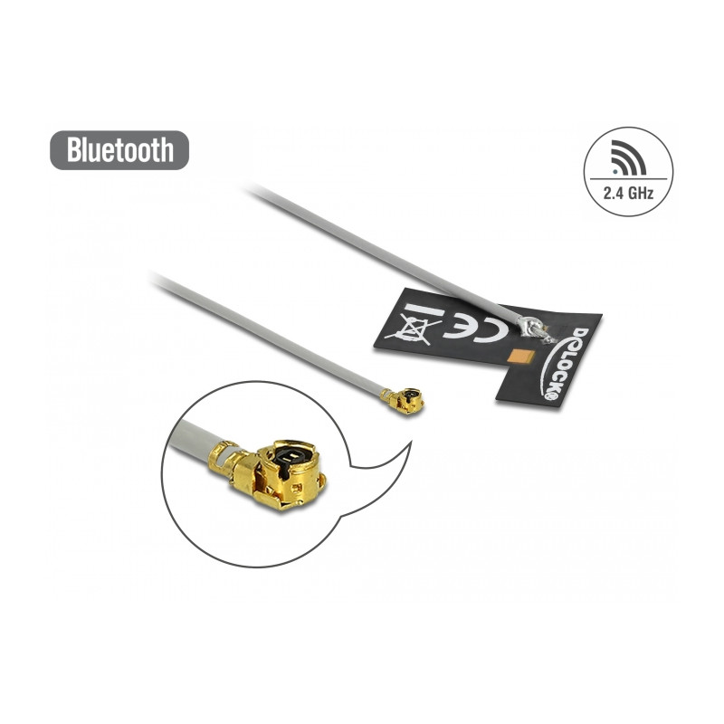 Delock WLAN 802.11 b/g/n Antenne I-PEX Inc., MHF® I Stecker 2 dBi 1.13 10 cm FPC intern Klebemontage