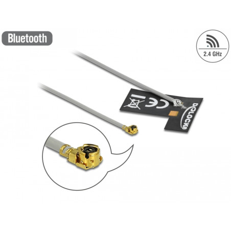 Delock WLAN 802.11 b/g/n Antenne I-PEX Inc., MHF® I Stecker 2 dBi 1.13 10 cm FPC intern Klebemontage
