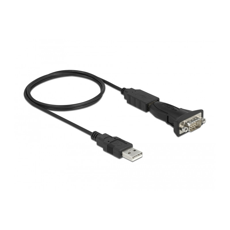 Delock Adapter USB 2.0 Typ-A zu 1 x Seriell RS-232 D-Sub 9 Pin Stecker mit Muttern