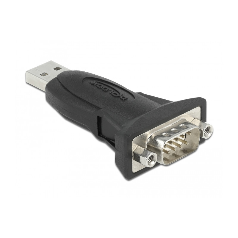 Delock Adapter USB 2.0 Typ-A zu 1 x Seriell RS-232 D-Sub 9 Pin Stecker mit Muttern